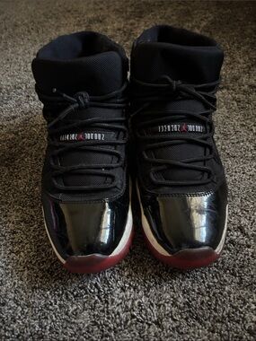 Jordan Men’s Black and Red High-Top Sneakers